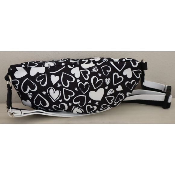 Brighton Black/White Hearts Endless Love Nylon Crossbody Fanny Pack Belt Bag - Picture 2 of 16